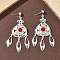 Electroplated Brass Chandelier Earrings, Flower, Silver, 63x28.5mm
