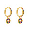 Flat Round Brass Micro Pave Cubic Zirconia Hoop Earrings, Golden, 9mm
