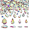 Glass Rhinestone Cabochons, Teardrop, Flat Back, Crystal AB, 8~14x3.6~10x2.5~4.5mm, 220pcs/set