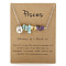 667 Stainless Steel with Natural Amazonite & Natural Yellow Quartz & Natural Amethyst Chip Pendant Necklaces, Stainless Steel Color, Flat Round with 12 Constellations Pattern, Pisces, 19.29~20.08 inch(49~51cm)