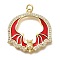 Brass Micro Pave Cubic Zirconia Pendants, with Enamel, Bat Charms, Cadmium Free & Lead Free, Lasting Plated, Real 18K Gold Plated, Red, 27x26x3.5mm, Hole: 3mm