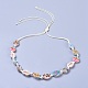 Adjustable Printed Cowrie Shell Beaded Necklaces NJEW-JN02401-1
