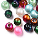 Perles en verre rondes peint à la bombe couleur mixte et style mixte DGLA-X0003-12mm-2