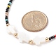 Collier croix coquillage et perles de verre pour femme NJEW-JN03910-02-5