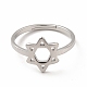 304 Stainless Steel Star of David Adjustable Ring for Women RJEW-B027-13P-2