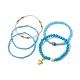 5Pcs 5 Style Evil Eye Lampwork & Synthetic Turquoise & Natural Pearl  Beaded Stretch Bracelets Set BJEW-JB09708-4