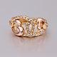Gorgeous Tin Alloy Czech Rhinestone Hollow Heart Finger Rings For Women RJEW-BB14035-8-4
