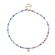 304 collier pendentif étoile en acier inoxydable avec chaînes de perles de verre pour femme NJEW-JN04290-1