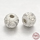 Strukturierte 925 runde Perlen-Abstandshalter aus Sterlingsilber STER-E041-06C-1