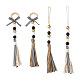 Crafans 4 pièces 2 style année senior thème corde de chanvre glands pendentif décorations HJEW-CF0001-17-1