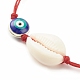 Bracelet de perles tressées en acrylique et émail mauvais œil BJEW-JB08130-01-4