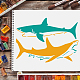 大きなプラスチック製の再利用可能な描画絵画ステンシル テンプレート  スクラップブック、布地、タイル、床、家具、木材の塗装用  長方形  サメの模様  297x210mm DIY-WH0202-212-6