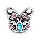 TINYSAND 925 Sterling Silver Cubic Zirconia Pierced Butterfly  European Beads TS-C-074-1
