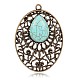 Oval Alloy Synthetical Turquoise Big Pendants PALLOY-M179-41-NF-1