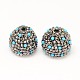 Platinum Plated Brass Polymer Clay Rhinestone Cord Ends RB-L025-24-2