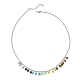 Halskette mit rundem Anhänger aus natürlichen und synthetischen gemischten Edelsteinen mit 304 Edelstahlkette NJEW-TA00088-2
