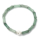 2Pcs 2 Style Natural Green Aventurine Bamboo & Shell Pearl Beaded Stretch Bracelets Set BJEW-TA00309-2