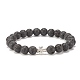 Bracelet extensible en pierre de lave naturelle avec perles en alliage BJEW-JB08192-3