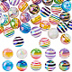PandaHall Elite 50Pcs 10 Colors Stripe Resin Beads RESI-PH0002-12-1