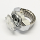 Relojes de cuarzo anillo de estiramiento hierro tono platino RJEW-R119-04-3