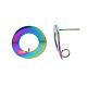 Rainbow Color 304 Stainless Steel Stud Earring Findings STAS-N098-018-4
