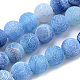 Chapelets de perle en agate naturelle patinée, mat, teinte, ronde, bleu profond du ciel, 8mm, Trou: 1mm, Environ 47 pcs/chapelet, 15.7 pouce