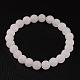 Bracelets extensibles avec perles en quartz rose naturel BJEW-JB02445-01-1