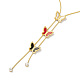 Colorful Natural Shell Butterfly & Crystal Rhinestone Pendant Lariat Necklace NJEW-M199-04G-2