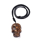 Halloween Skull Natural Gemstone Pendant Necklaces NJEW-P253-A-3