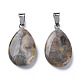 Teardrop Dyed Natural Crazy Agate Obsidian Pendants G-Q368-12-4