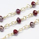 Verre electroplate chaînes de perles faites à la main pour colliers bracelets faisant CHC-E009G-10m-04-1