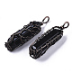 Natural Black Agate Big Wire Wrapped Pendants G-T133-R02A-2