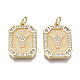 Brass Micro Pave Clear Cubic Zirconia Pendants KK-S356-234Y-G-NF-1