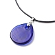 Blaue Bunte Malerei-Halskette mit bösem Blick-Anhänger und gewachster Kordel für Damen NJEW-JN03955-01-6