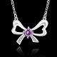 Silver Color Plated Brass Cubic Zirconia Bowknot Pendant Necklaces NJEW-BB09803-B-3