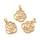 Brass Crystal Rhinestone Flower Charms with Natural Shell KK-I703-12G-2