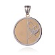 Flat Round with Butterfly Pattern 316 Stainless Steel Pendants STAS-J019-59B-1