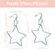 Yilisi 5Pairs 5 Colors Interlock Double Open Stars Dangle Earrings EJEW-YS0001-03-2