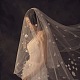 ナイロンチュールレースフラワーブライダルベール  女性のためのウェディングパーティーの装飾  正方形  ホワイト  2000x1500mm WG74282-02-1