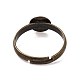 Einstellbar antike Bronze Messing Pad Fingerring Basen&nbsp;X-EC541-NFAB-3