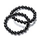 Natural Obsidian Stretch Beaded Bracelets G-A185-01A-2