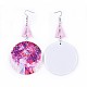 Dyed Printed Fashion Lady Wooden Dangle Earrings EJEW-JE03223-04-2