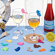 Benecreat 24 pz 24 stili tema oceano feltro ciondoli per bicchiere di vino AJEW-BC0004-18-5
