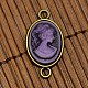 Nickel Free Antique Bronze Alloy Cabochon Connector Settings and 13x18mm Purple Resin Cameo Lady Head Portrait Cabochons Sets DIY-X0081-NF-2