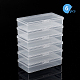 BENECREAT 6Pcs Clear Plastic Box Container 12.5x5.5x2.5cm Rectangle Storage Organizer with Hinged Lid for Beads CON-BC0006-54-5