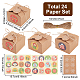 24 pièces rectangle pliable créatif boîte-cadeau en papier de noël avec cordon et autocollants de noël en papier à pois ronds CON-WH0089-05-2