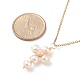 Collana con pendente a croce intrecciata in quarzo rosa naturale e perle NJEW-JN03920-04-5