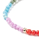 Bracelet extensible perles rondes coquillage naturel avec laiton pour femme BJEW-JB08234-4