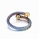 Trendy conjuntos de anillos y brazaletes de torque de 304 acero inoxidable SJEW-H073-01-6