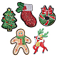 Gorgecraft 5 スタイル 20 個 クリスマスストッキング 刺繍パッチ クリスマス鹿 スパンコール クリスマスツリーアップリケ ジャケット ジーンズ バックパック tシャツ DIY-GF0005-73-1